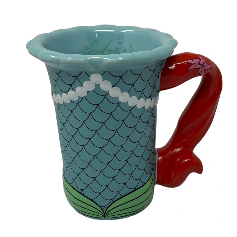 LITTLE MERMAID Coffee Mug Disney Parks Peramic Cup ARIEL Sculpted 3D